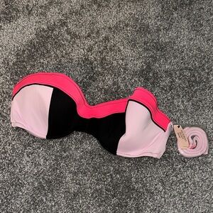 Victoria's Secret Pink, Light Pink & Black Strapless Bikini Top